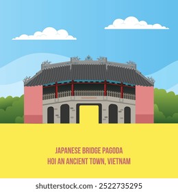 Japanische Brücke Pagode in Hoi An antike Stadt Vietnam Vektor, Japanische überdachte Brücke, Chua Cau Hoi An, Hoi An Stadt Wahrzeichen, Hoian, Quang Nam