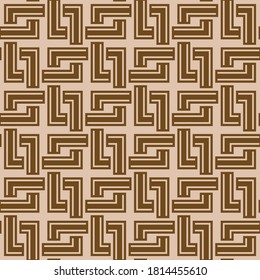 Japanese Brown Square Maze Vector Seamless Pattern