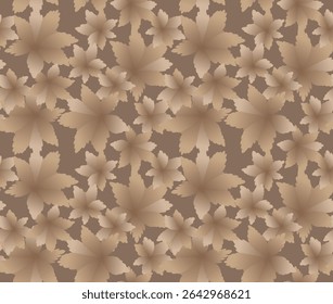 Japanese Brown Wild Leaf Vector Seamless Pattern