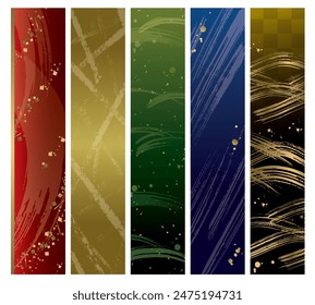 Japanese brush colorful texture set