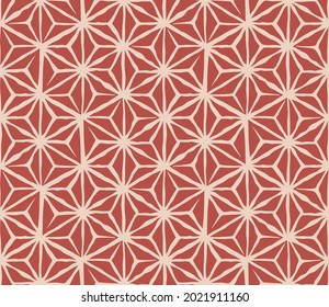 Japanese Brush Hexagon Star Vector Seamless Pattern