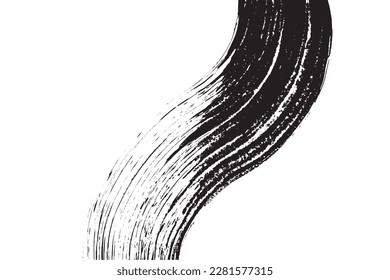 Japanese Brush Stroke texture on white background, strong brush stroke graphic element, turbulence brush stoke on isolated background