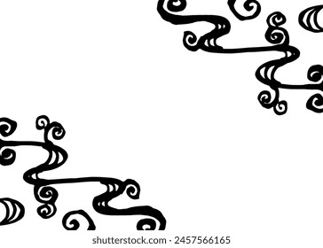 Japanese brushstroke style flowing water frame