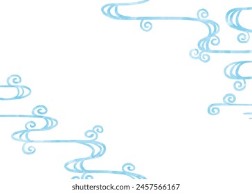 Japanese brushstroke style flowing water frame, watercolor
