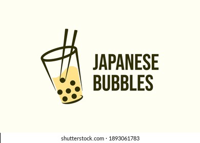 Japanese Bubble Drink Logo Design Template