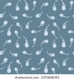 Japanese Bud Fall Vector Seamless Pattern
