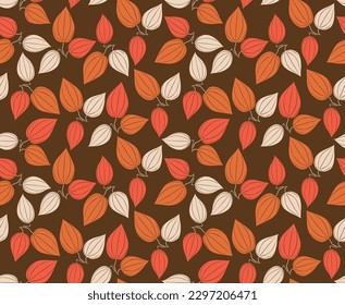 Japanese Bud Leaf Vector Seamless Pattern