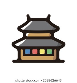 Japanese Buddhist temple outline icon for graphic design, apps and websites