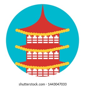 Japanese Buddhist temple. Palace in Azinsky style.
