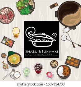 japanese buffet restaurant shabu sukiyaki logo icon graphic