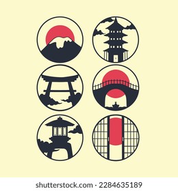 japanese building culture vector art