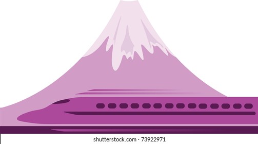 Japanese Bullet Train And Mount Fuji,vector