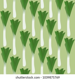 Japanese bunching onion seamless pattern and vector.