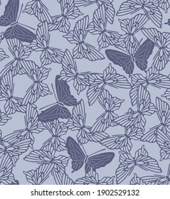 Japanese Butterfly Vector Seamless Pattern