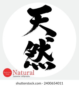 Caligrafía japonesa "natural" Kanji.Ilustración vectorial. Kanji escrito a mano.