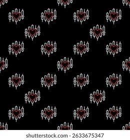 Japanese Candlestick Chart with Heart vector concept seamless pattern in outline style