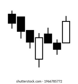 Japanese candlestick chart icon. Forex stocks trading diagram signals useful to forecast when buy or sell. Exchange financial market graph. Vector illustration of technical analysis concept.