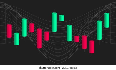 Japanische Kerzenhalter-Tabelle. Online-Handel. Finanzmarkt. Händler und Börsenmakler. Börsenkurse und Rohstoffpreise. Flache Vektorgrafik.