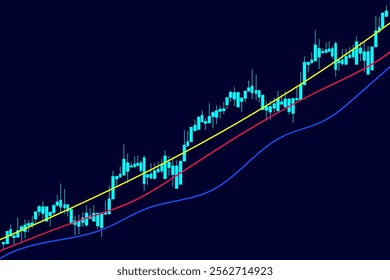 Japanese candlestick chart: stock market investment strategy analysis. Vector illustration.