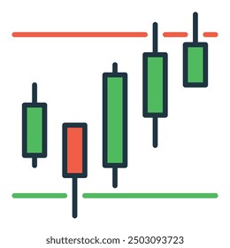 Japanese Candlestick Charts vector Cryptocurrency Technical Analysis concept colored icon or sign