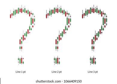 Japanese candlestick question marks vector illustration. Candlestick bars make question marks with different size lines graphic design.