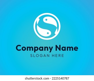 Japanese carp fish minimal geometric logo, vector brand identity template, carp koi yin yang, beauty strong logotype company