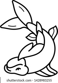 Japanese carp icon in outline style