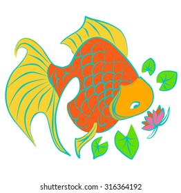 Japanese carp - line drawing - vector image