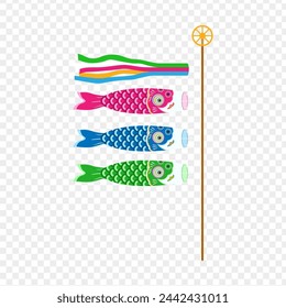 Japanese carp streamer vector on transparent background