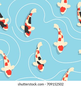 Japanese carp swimming seamless pattern