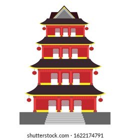 Japanese Cartoon traditional building. flat vector cartoon design. 