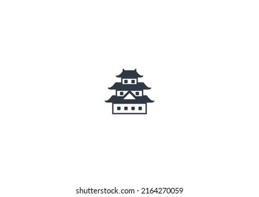 Emoticono plano vector del castillo japonés. Isolación de la fortaleza. Icono del castillo japonés