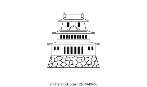 Japanese castle vector flat icon. Isolated castle building emoji illustration