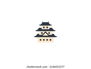 Japanese Castle Vector Isolated Emoticon. Japanese Castle Icon