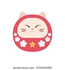 Japanische Katze Daruma Puppe Vektorgrafik. Daruma ist japanische Wunschpuppe