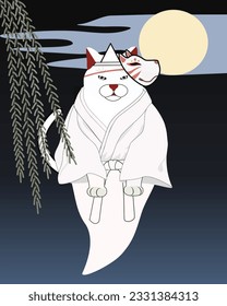 Japanese Cat Ghost with kabuki mask