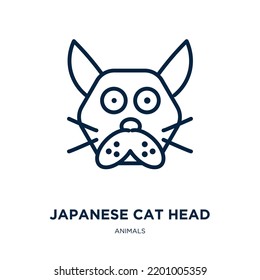 japanese cat head icon from animals collection. Thin linear japanese cat head, japanese, animal outline icon isolated on white background. Line vector japanese cat head sign, symbol for web and mobile