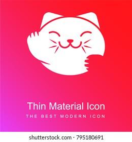 Japanese Cat Head red and pink gradient material white icon minimal design