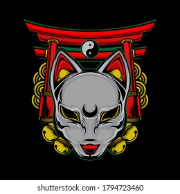 japanese cat logo, vector EPS 10