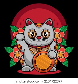 japanese cat maneki neko symbol, vector EPS 10