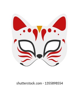 Japanese cat mask. Isolated vector illustration