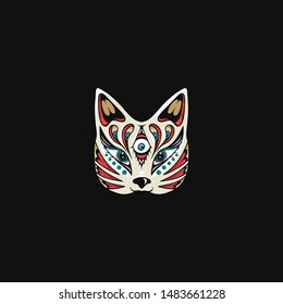 Japanese Cat Mask Kitsune Illustration Isolated Stock Vector Royalty Free