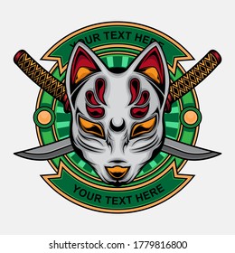 japanese cat mask, vector EPS 10