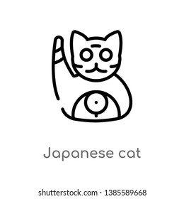 japanese cat vector line icon. Simple element illustration. japanese cat outline icon from other concept. Can be used for web and mobile