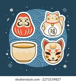 japanese cats and toy icons