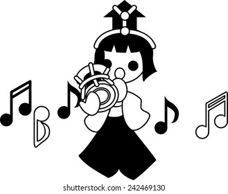 Japanese celebrate the Girls' Festival on March 3. It's the day to pray for healthy growth and happiness for young girls. This is the doll of musician playing the hand drum.