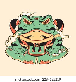 japanese character frog vector art