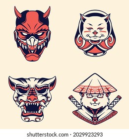 Conjunto de arte vectorial de carácter japonés