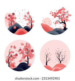 japanese charm. Image capturing the elegance and grace of sakura blossoms. sakura near traditional japanese houses