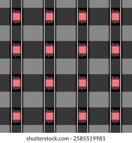 Japanese Checkered Plaid Vector Seamless Pattern